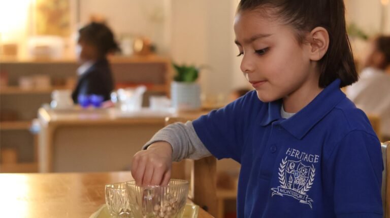 Heritage Montessori School student working with classroom materials in McDonough, GA