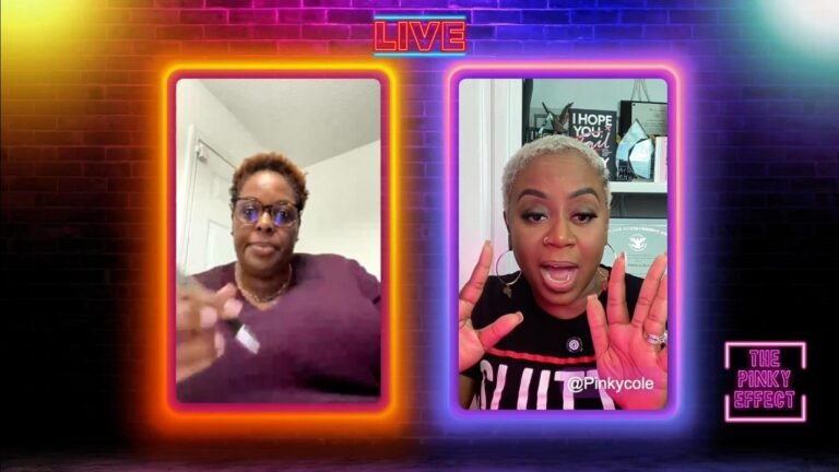 The Pinky Effect podcast episode cover with two hosts on a live video call